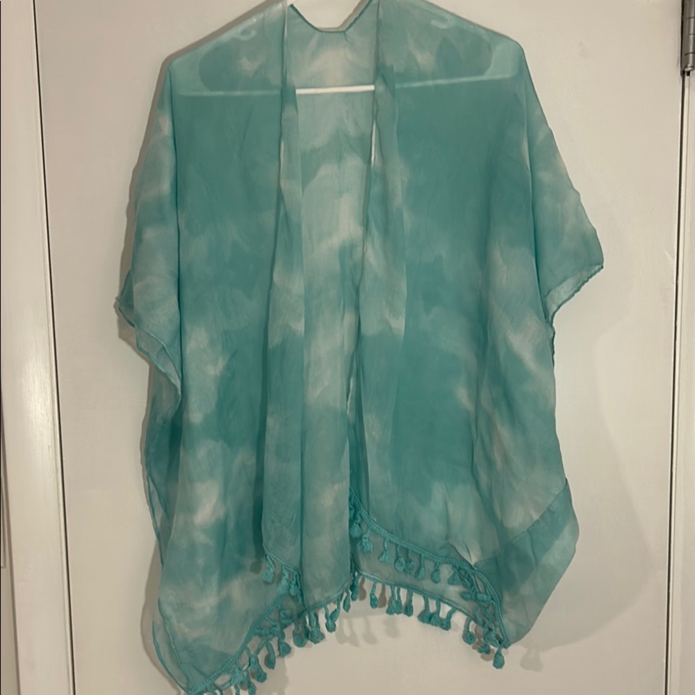 Chic Teal Kimono with Tassels